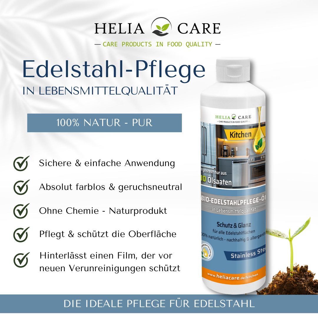 HeliaCARE® BIO-Edelstahlpflege-Öl „Stainless Steel“